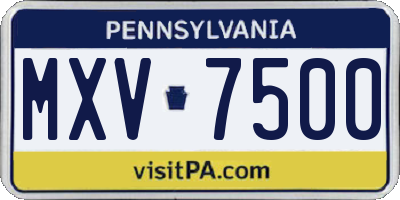 PA license plate MXV7500