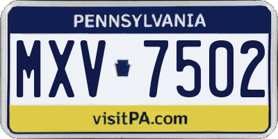 PA license plate MXV7502