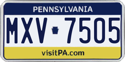 PA license plate MXV7505