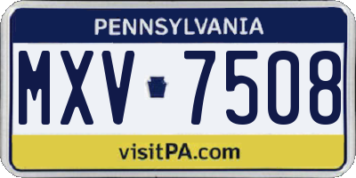 PA license plate MXV7508