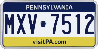 PA license plate MXV7512