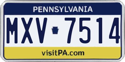 PA license plate MXV7514