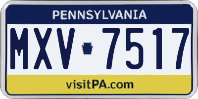 PA license plate MXV7517