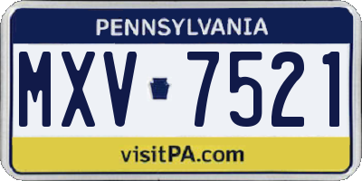 PA license plate MXV7521