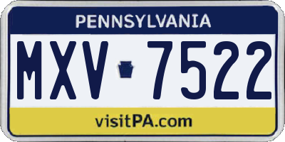 PA license plate MXV7522