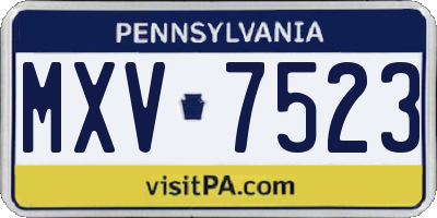 PA license plate MXV7523