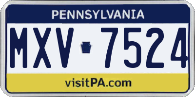 PA license plate MXV7524