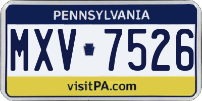 PA license plate MXV7526