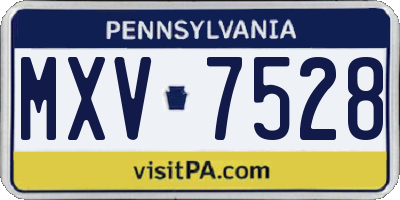 PA license plate MXV7528