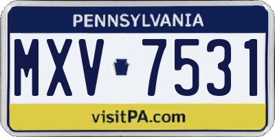 PA license plate MXV7531