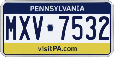PA license plate MXV7532