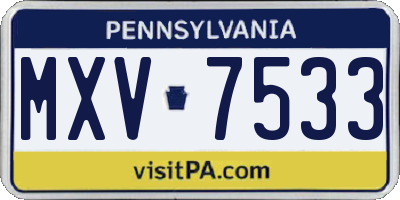 PA license plate MXV7533