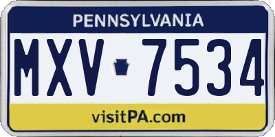 PA license plate MXV7534