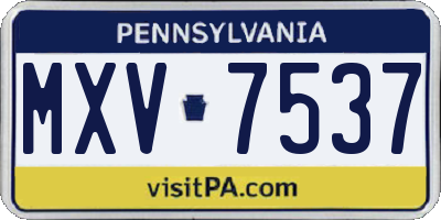 PA license plate MXV7537