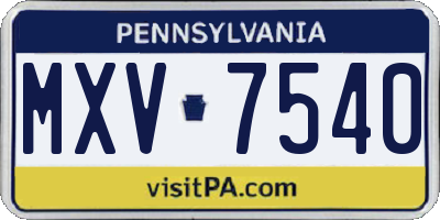 PA license plate MXV7540