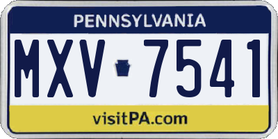 PA license plate MXV7541
