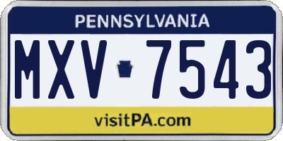 PA license plate MXV7543