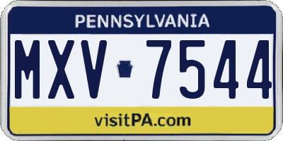 PA license plate MXV7544