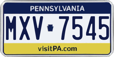 PA license plate MXV7545