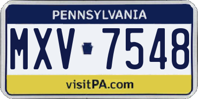 PA license plate MXV7548