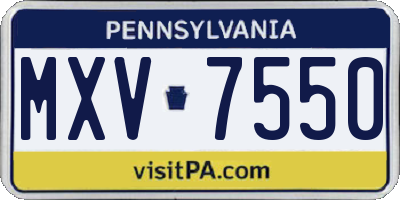 PA license plate MXV7550