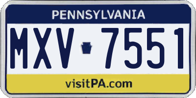 PA license plate MXV7551