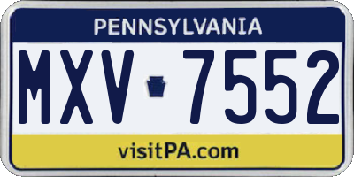 PA license plate MXV7552