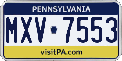 PA license plate MXV7553
