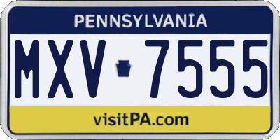 PA license plate MXV7555