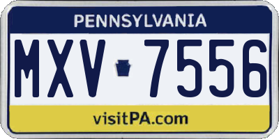 PA license plate MXV7556