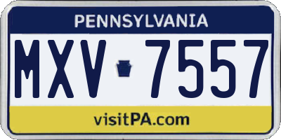 PA license plate MXV7557
