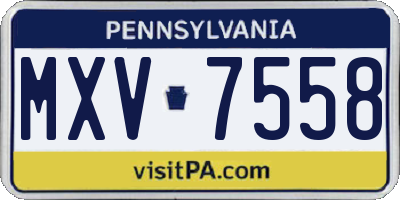 PA license plate MXV7558