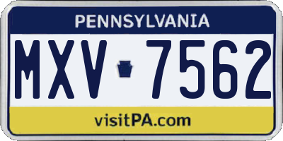 PA license plate MXV7562