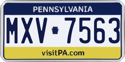 PA license plate MXV7563