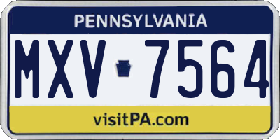 PA license plate MXV7564