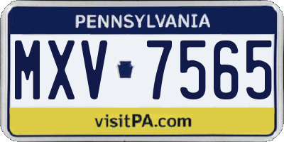 PA license plate MXV7565