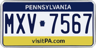 PA license plate MXV7567