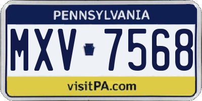 PA license plate MXV7568