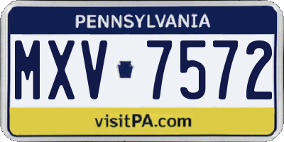 PA license plate MXV7572