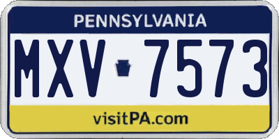 PA license plate MXV7573