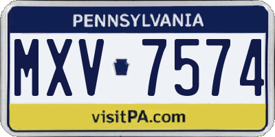 PA license plate MXV7574
