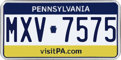 PA license plate MXV7575