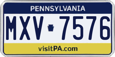 PA license plate MXV7576
