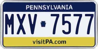 PA license plate MXV7577