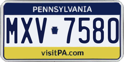 PA license plate MXV7580