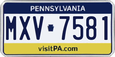PA license plate MXV7581