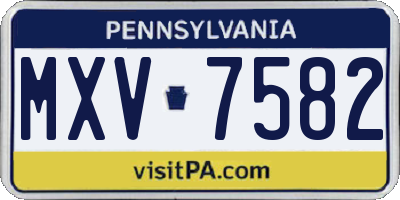 PA license plate MXV7582