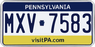 PA license plate MXV7583