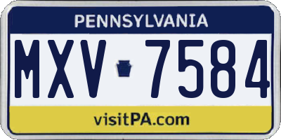 PA license plate MXV7584