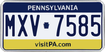 PA license plate MXV7585